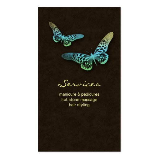 Salon Business Card Spa Butterfly Blue Yellow brwn (back side)
