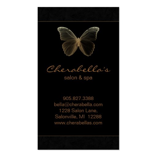 Salon Business Card Spa Butterfly Gold (back side)