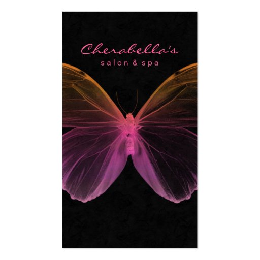 Salon Business Card Spa Butterfly Pink Orange (front side)