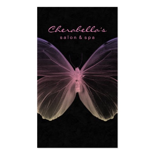 Salon Business Card Spa Butterfly Pink Purple