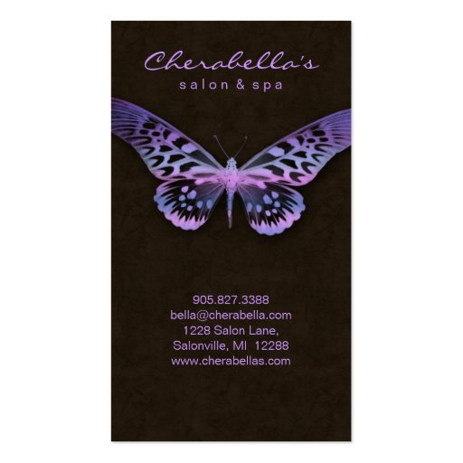 Salon Business Card Spa Butterfly Purple Pink