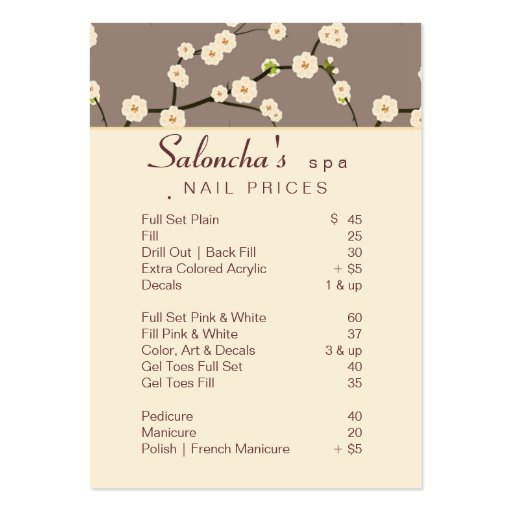 Salon Business Card spa cherry blossom beige 2 (front side)