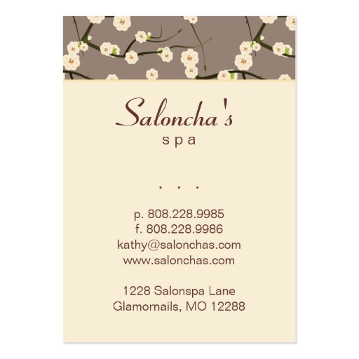 Salon Business Card spa cherry blossom beige 2 (back side)