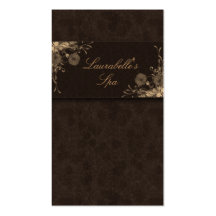 Salon Business Card Spa Flowers Beige Brown