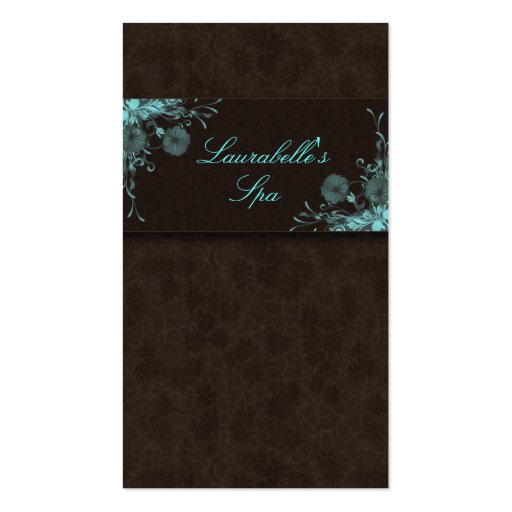 Salon Business Card Spa Flowers Blue Brown (front side)