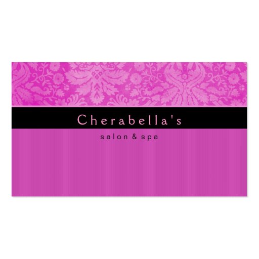Salon Business Card Spa Pink Damask Floral 2 (front side)