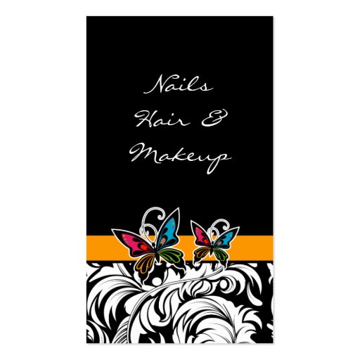 Salon Business Cards Spa Butterfly Colorful Gold (back side)