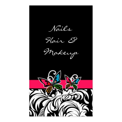 Salon Business Cards Spa Butterfly Colorful Pink (back side)