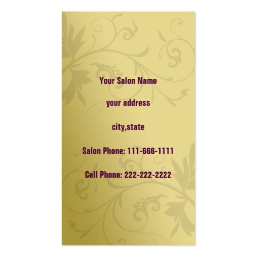 Salon businesscards business card (back side)
