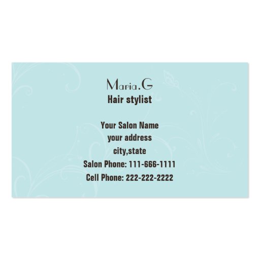 Salon businesscards business cards (back side)