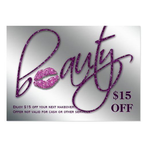 Salon Discount Card Beauty Lips Sparkle Purple Business Card Template