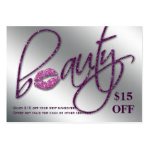 Salon Discount Card Beauty Lips Sparkle Purple business cards