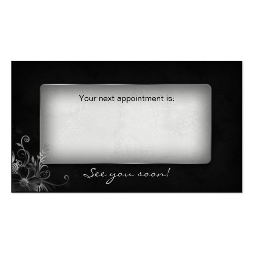 Salon Floral Appointment Business Card Silver Gray (back side)