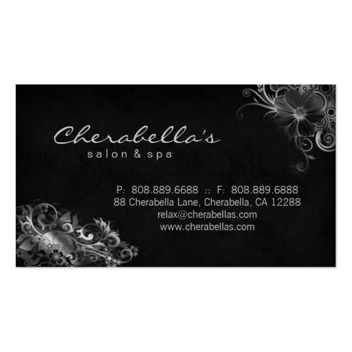 Salon Floral Appointment Business Card Silver Gray