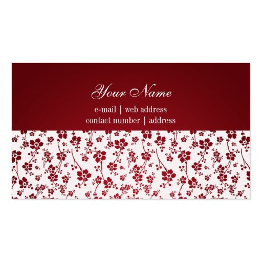 Salon Floral Red Professional Business Card Template (back side)
