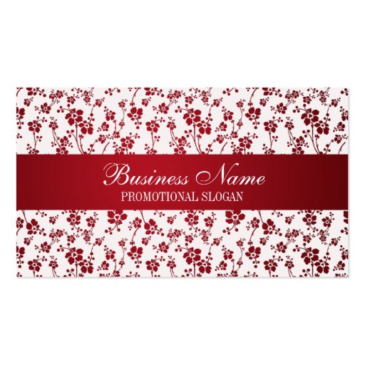 Salon Floral Red Professional Business Card Template (front side)