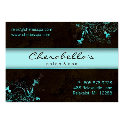 Salon Flower Elegant Turquoise Appointment Card Business Card Template (front side)
