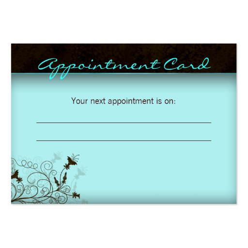 Salon Flower Elegant Turquoise Appointment Card Business Card Template (back side)