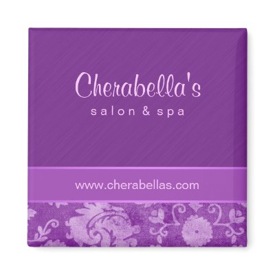 Salon Fridge Magnet Spa floral damask purple by spacards