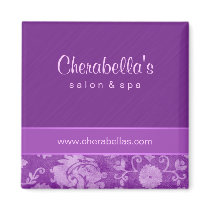Salon Fridge Magnet Spa floral damask purple by spacards Salon Fridge Magnet Spa floral damask purple