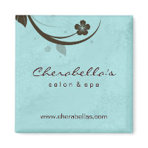 Salon Fridge Magnet Spa floral watery blue by spacards Salon Fridge Magnet Spa floral watery blue