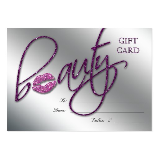Salon Gift Card Beauty Lips Sparkle Purple Business Cards (front side)