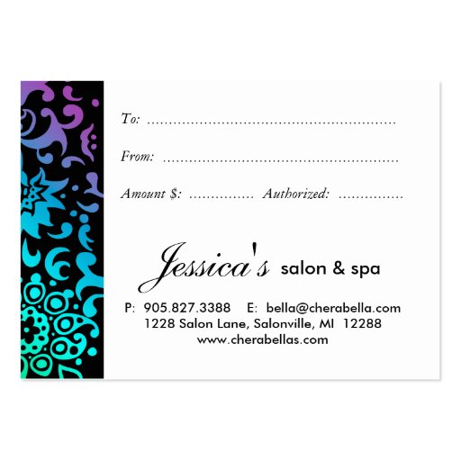 Salon Gift Card Butterfly Woman GBP Business Cards (back side)