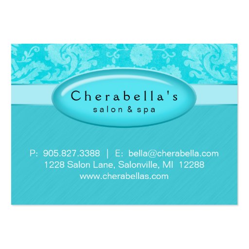 Salon Gift Card Certificate Spa Blue Damask Business Card (front side)