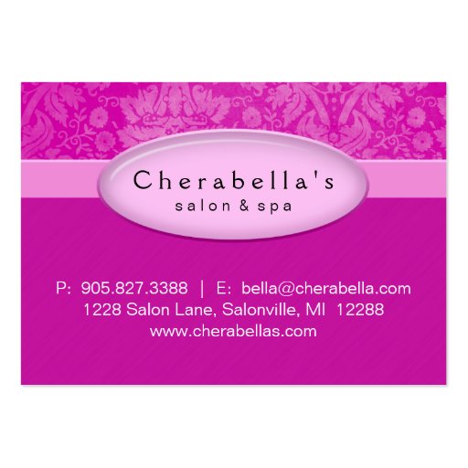 Salon Gift Card Certificate Spa Pink Damask Business Card Templates (front side)