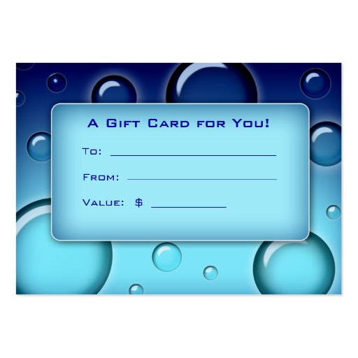 Salon Gift Card Spa Bubbles blue Business Cards (front side)