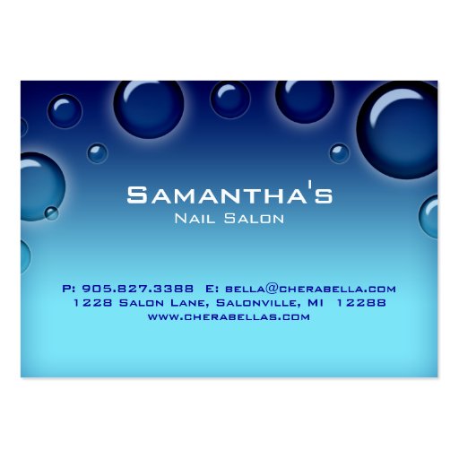 Salon Gift Card Spa Bubbles blue Business Cards (back side)