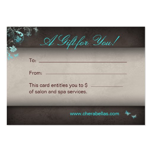 Salon Gift Card Spa Butterfly Business Card Templates (front side)