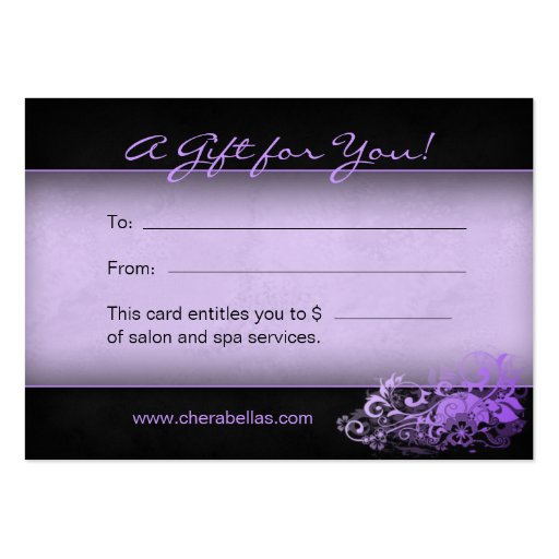 Salon Gift Card Spa Floral purple Business Card Templates (front side)