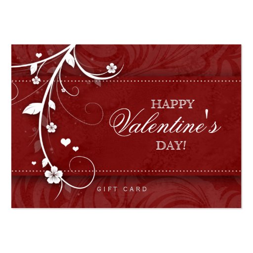 Salon Gift Card Spa Flower Floral Red Hearts Business Card Template (front side)