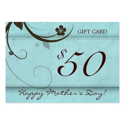 Salon Gift Card Spa Flower watery blue $50 Business Cards (front side)