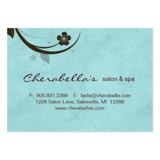 Salon Gift Card Spa Flower watery blue $50 Business Cards (back side)