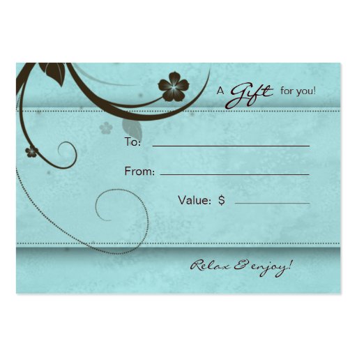 Salon Gift Card Spa Flower watery blue Business Cards (front side)