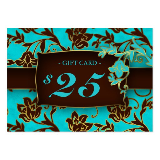Salon Gift Card Spa Gold Floral BB $25 Business Cards (front side)