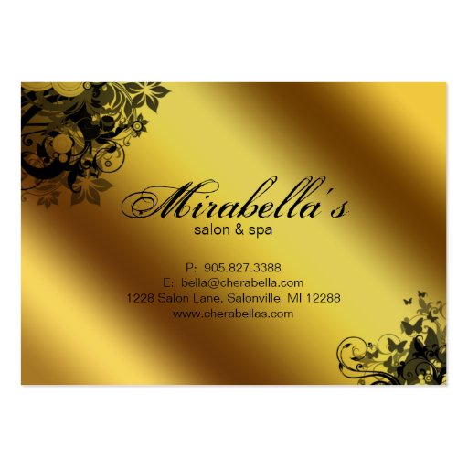 Salon Gift Card Spa Gold Floral Butterfly Business Card Templates (back side)