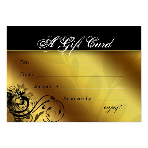 Salon Gift Card Spa Gold Floral Butterfly Frame Business Card Template