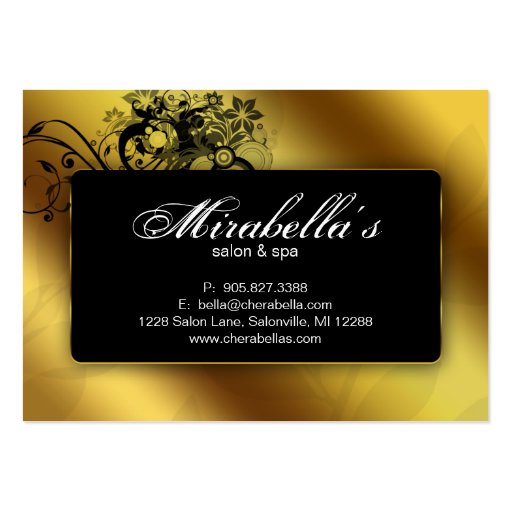 Salon Gift Card Spa Gold Floral Butterfly Frame Business Card Template (back side)