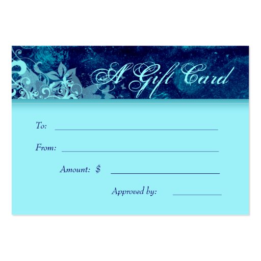 Salon Gift Card Spa Grunge Floral Blue Denim Business Cards (front side)