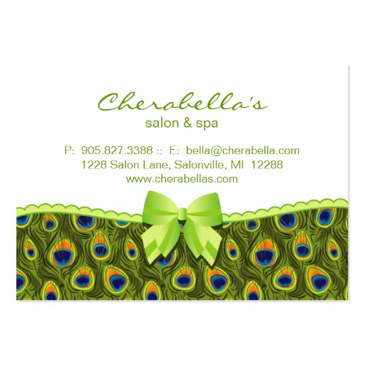 Salon Gift Card Spa Valentine's Day Peacock Animal Business Cards (back side)