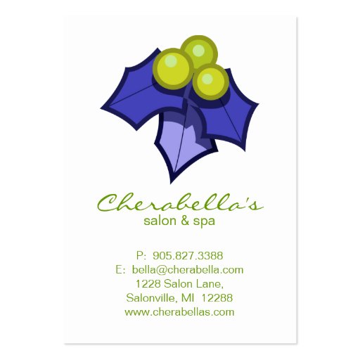 Salon Gift Card Spa Xmas Holly Green Purple Boot Business Card (back side)