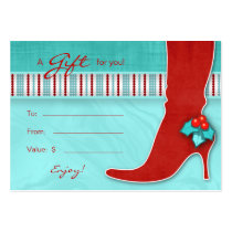 Salon Gift Card Spa Xmas Holly Red Boot business cards by spacards Salon Gift Card Spa Xmas Holly Red Boot business cards