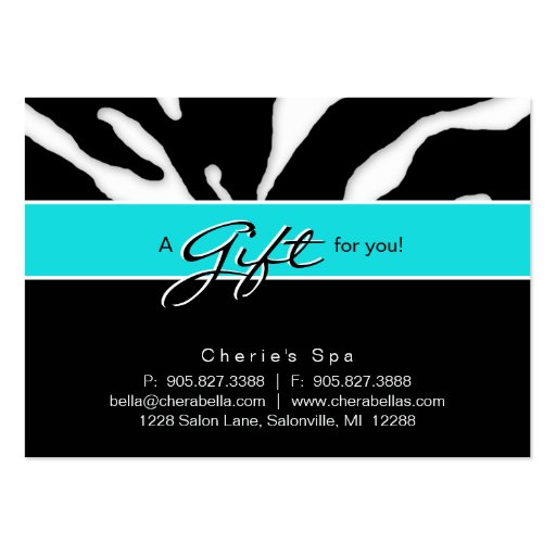 Salon Gift Card Zebra Animal Lips Blue Business Card Templates (front side)
