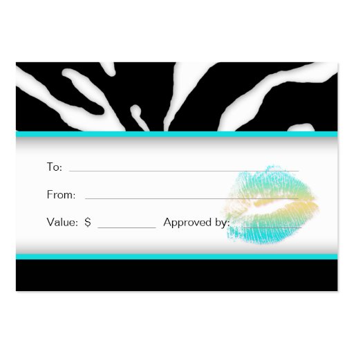 Salon Gift Card Zebra Animal Lips Blue Business Card Templates (back side)