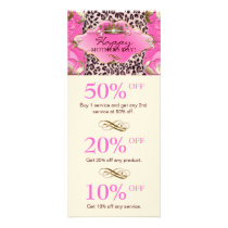 Salon GIFT CERTIFICATE Crown Leopard Pink Cream Rack Card Template
