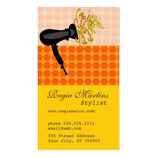Salon Hair Dryer Business Card Templates (front side)