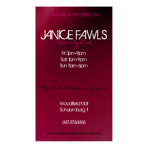Salon Hairstylist Business Card Templates (back side)